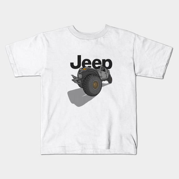 Jeep Design - Grey Kids T-Shirt by 4x4 Sketch